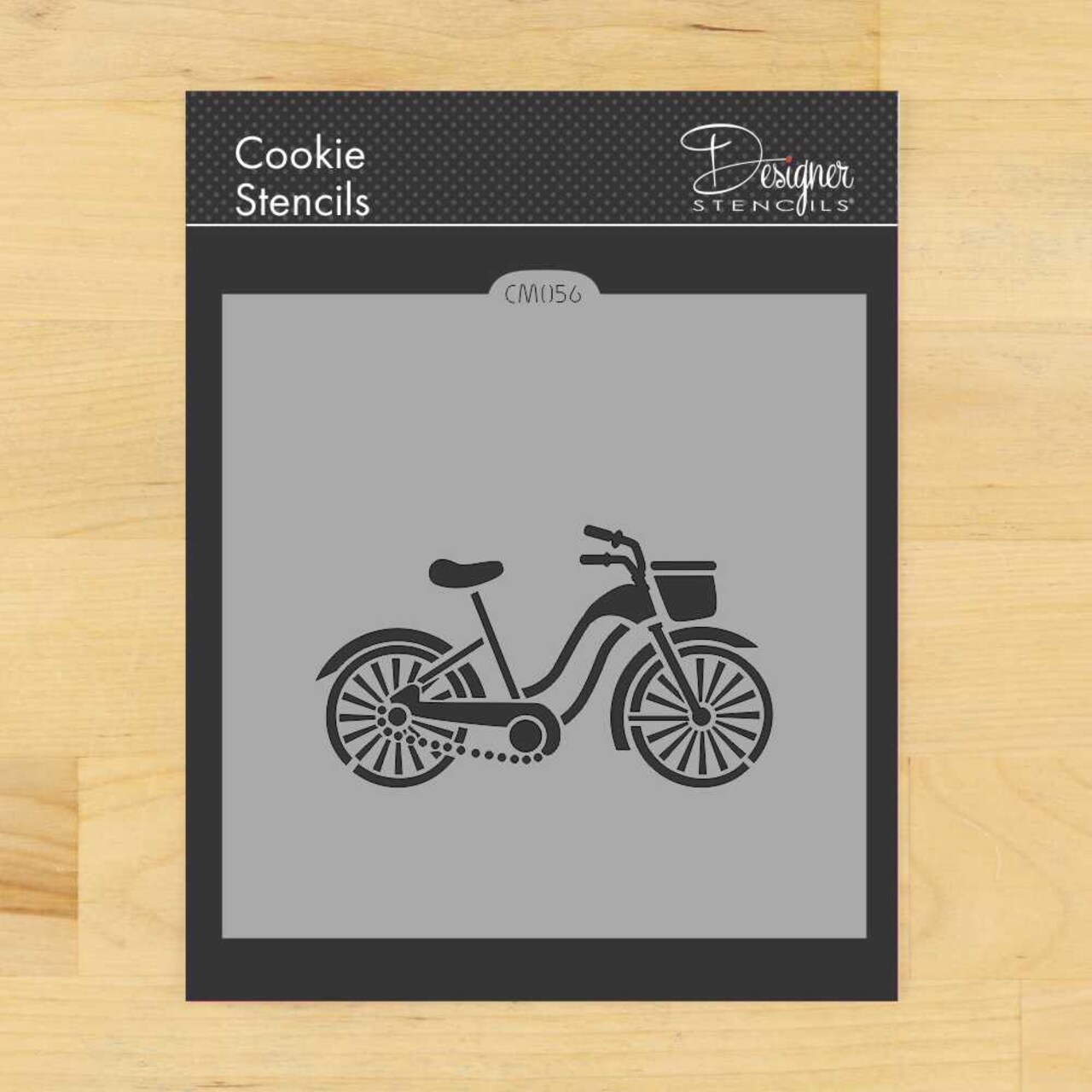 Bicycle Cookie & Craft Stencil | CM056 by Designer Stencils | Cookie Decorating Tools | Baking Stencils for Royal Icing, Airbrush, Dusting Powder | Craft Stencils for Canvas, Paper, Wood | Reusable Food Grade Stencil